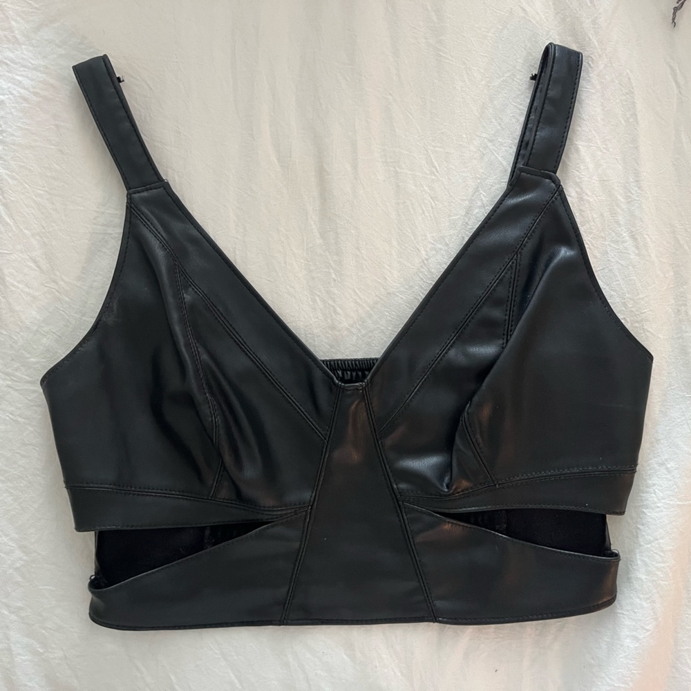 ZARA LEATHER CROP TOP